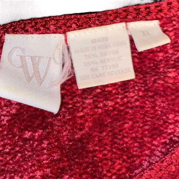 CW Vintage Sweater Short Sleeve Red XL - Picture 2 of 4